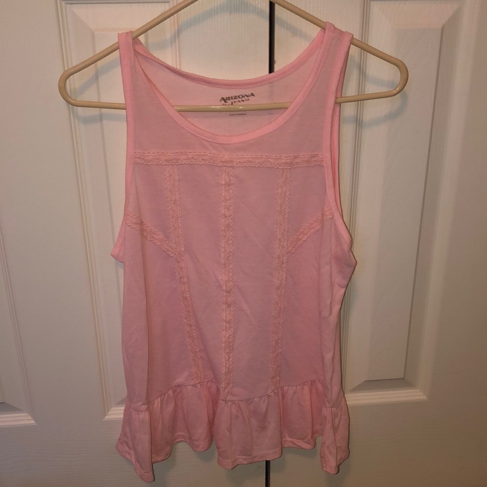 Arizona light pink ruffle tank top